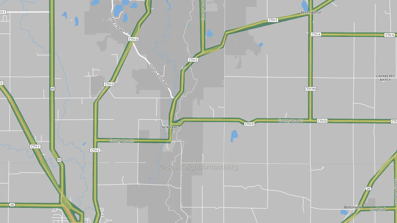 New Fane, WI Map of Noise Levels in New Fane