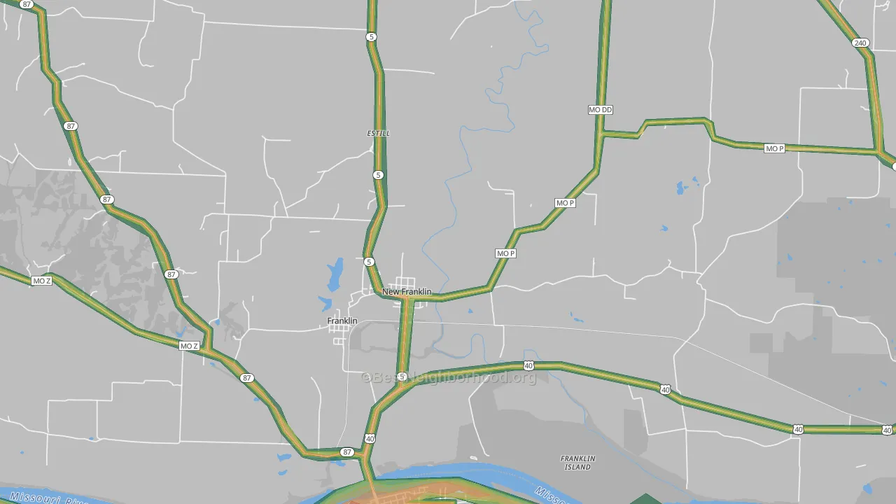 New Franklin, MO Map of Noise Levels in New Franklin