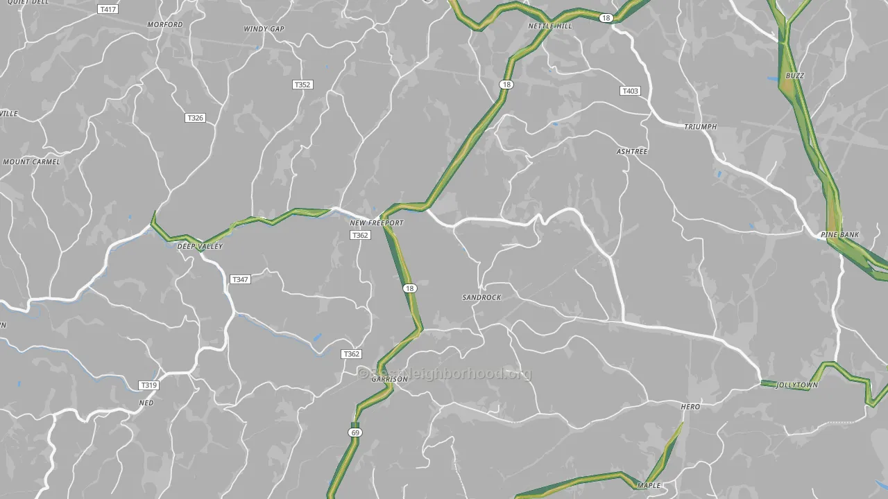 New Freeport, PA Map of Noise Levels in New Freeport