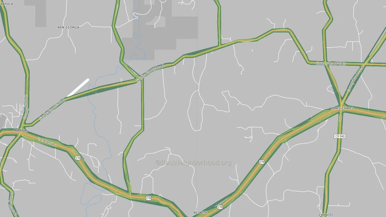 New Georgia, AL Map of Noise Levels in New Georgia