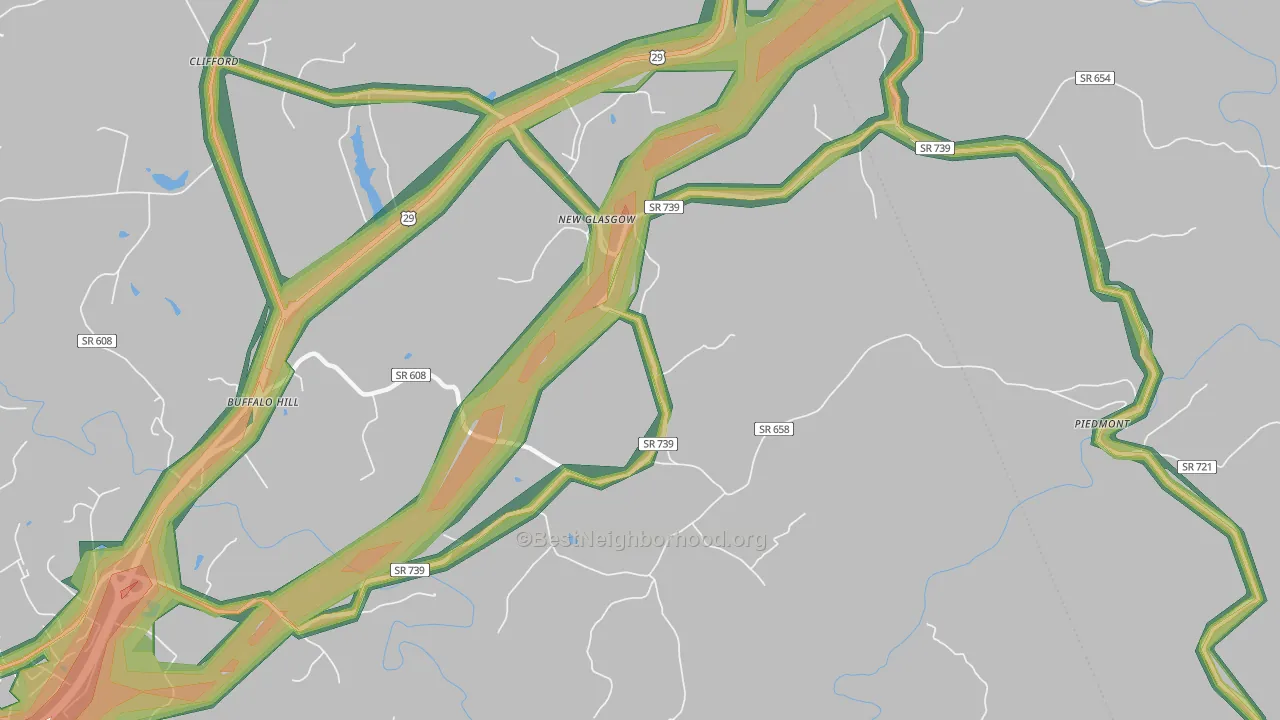 New Glasgow, VA Map of Noise Levels in New Glasgow