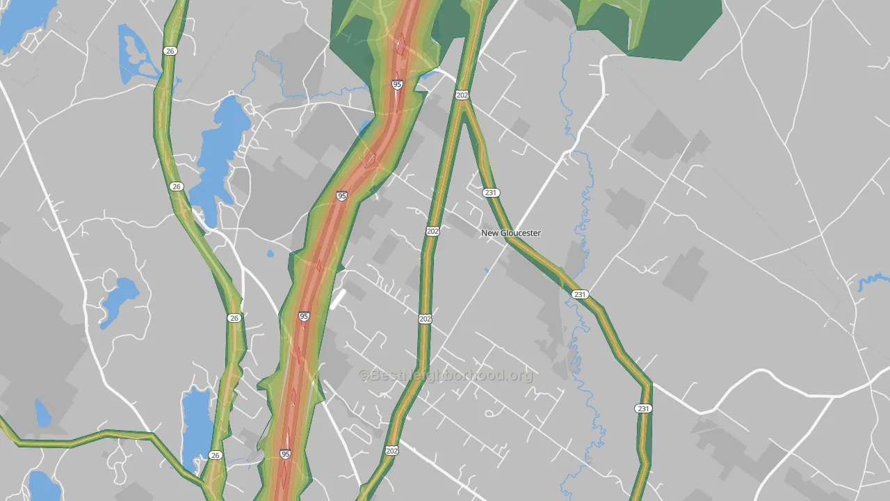 New Gloucester, ME Map of Noise Levels in New Gloucester