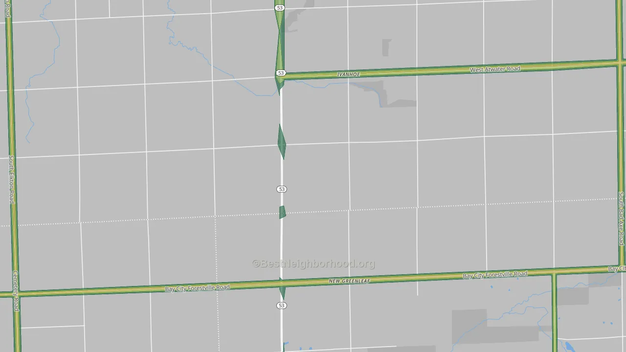 New Greenleaf, MI Map of Noise Levels in New Greenleaf