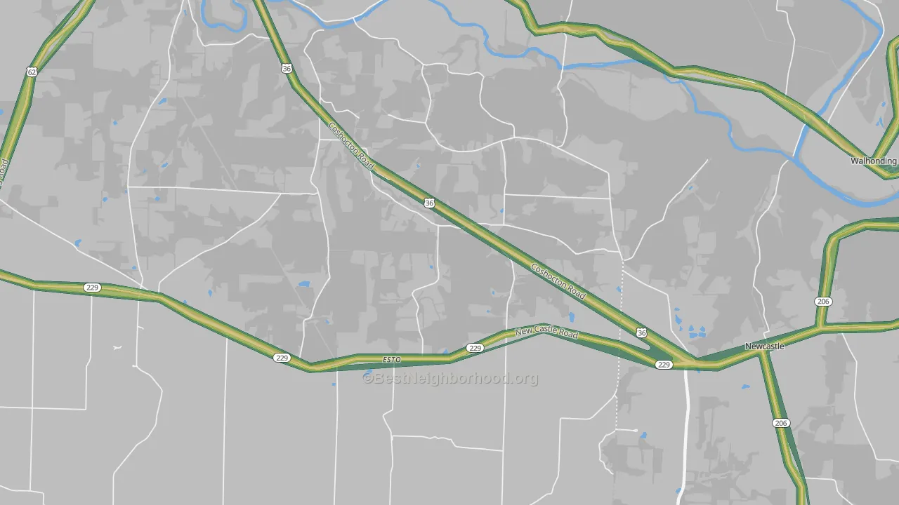 New Guilford, OH Map of Noise Levels in New Guilford