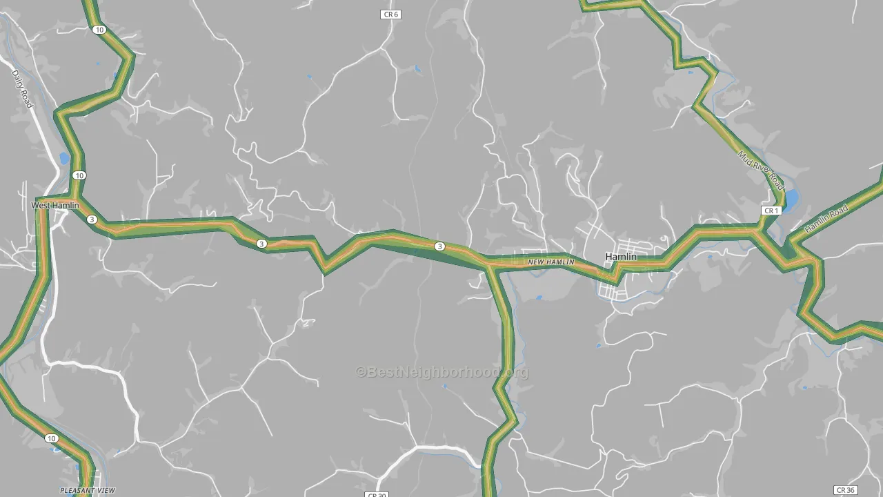 New Hamlin, WV Map of Noise Levels in New Hamlin