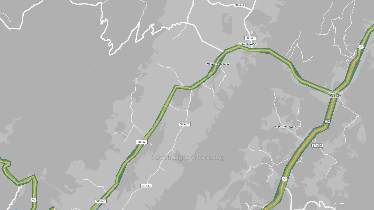 New Hampden, VA Map of Noise Levels in New Hampden