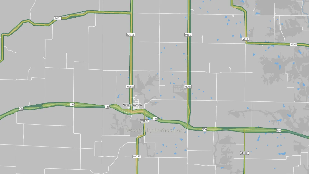 New Hampton, MO Map of Noise Levels in New Hampton