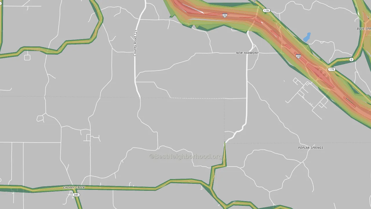 New Harmony, MS Map of Noise Levels in New Harmony