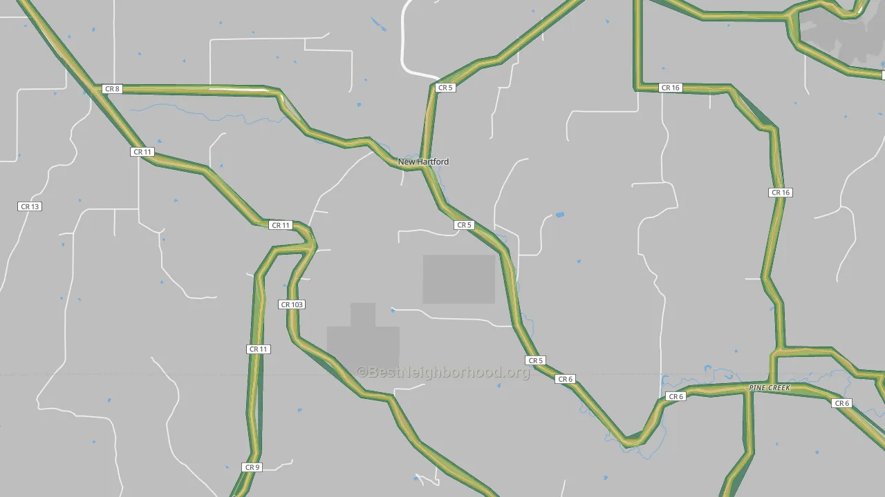 New Hartford, MN Map of Noise Levels in New Hartford