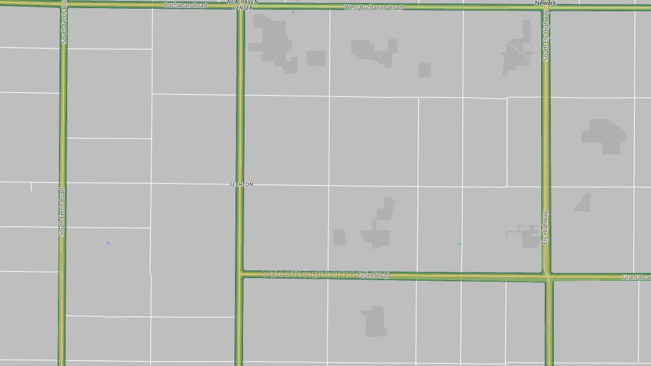 New Haven Center, MI Map of Noise Levels in New Haven Center