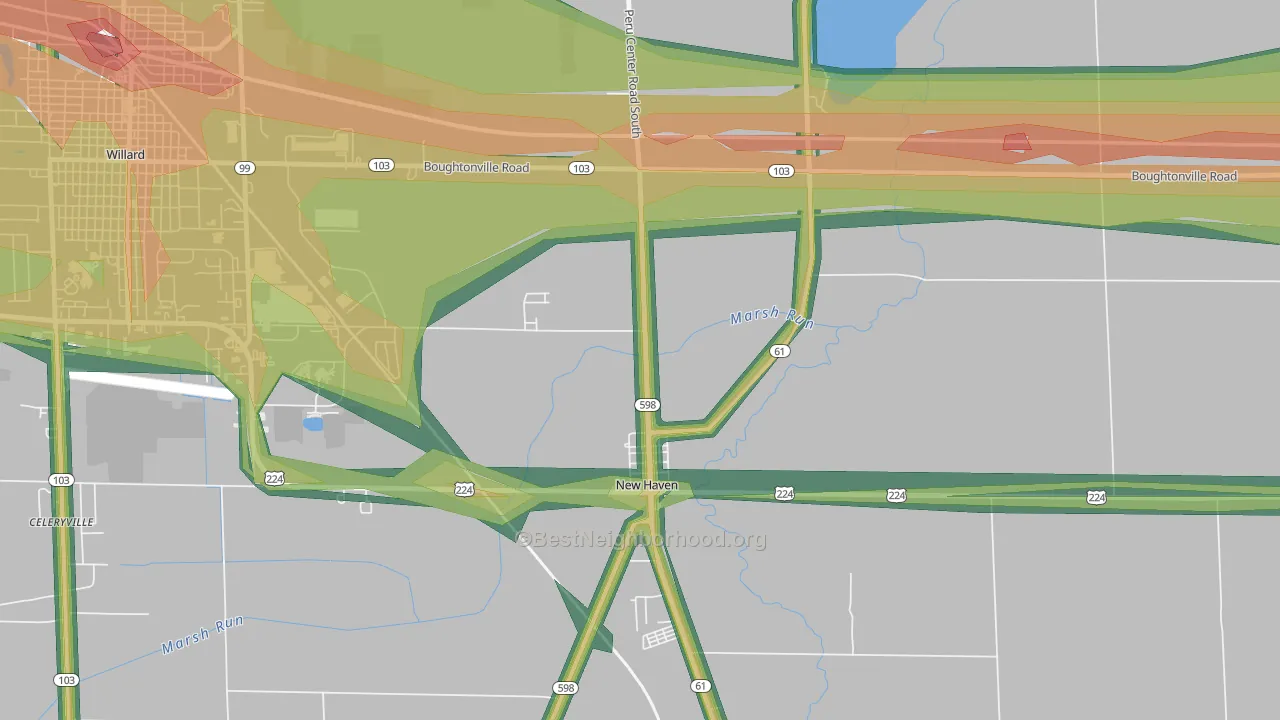 New Haven, OH Map of Noise Levels in New Haven