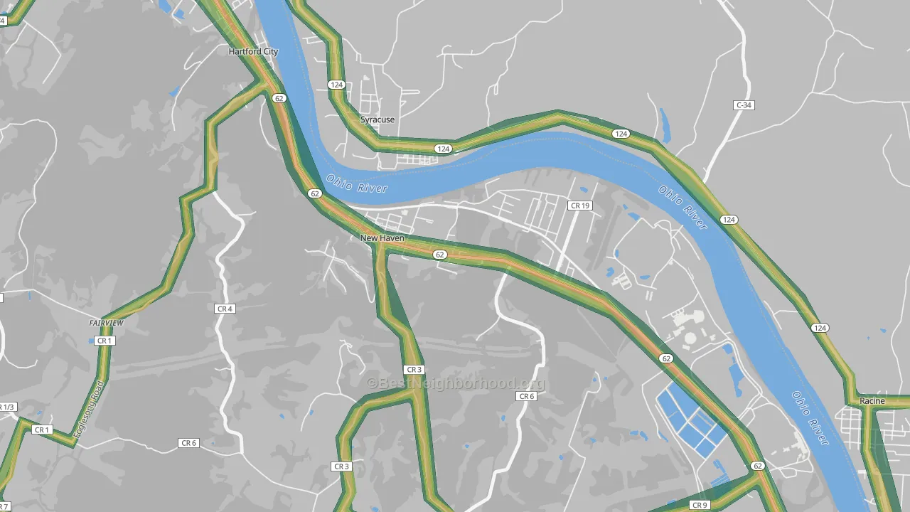 New Haven, WV Map of Noise Levels in New Haven