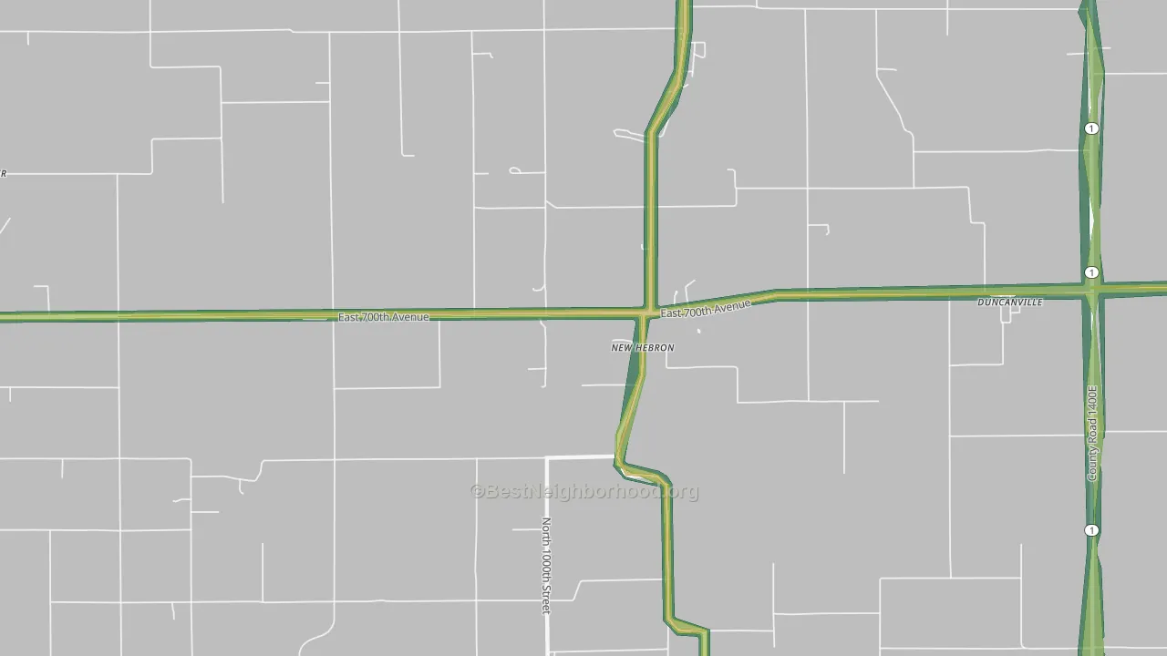 New Hebron, IL Map of Noise Levels in New Hebron