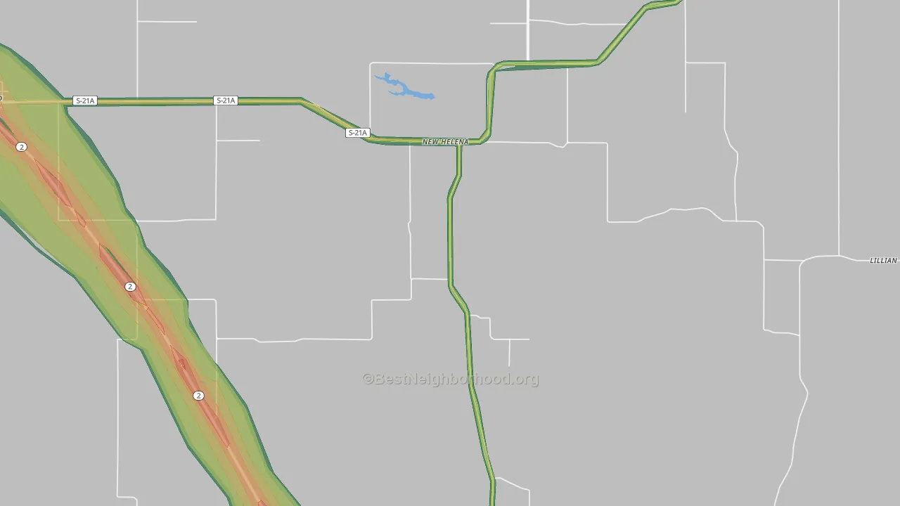 New Helena, NE Map of Noise Levels in New Helena