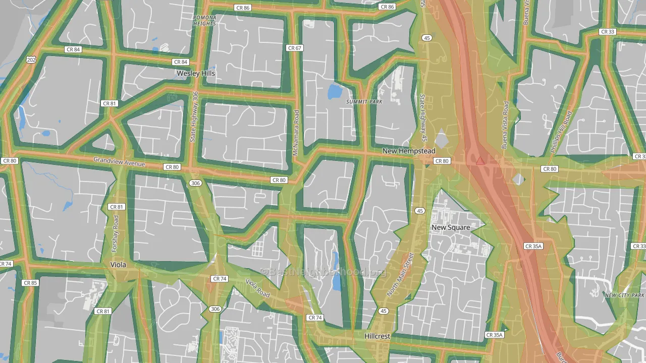 New Hempstead, NY Map of Noise Levels in New Hempstead