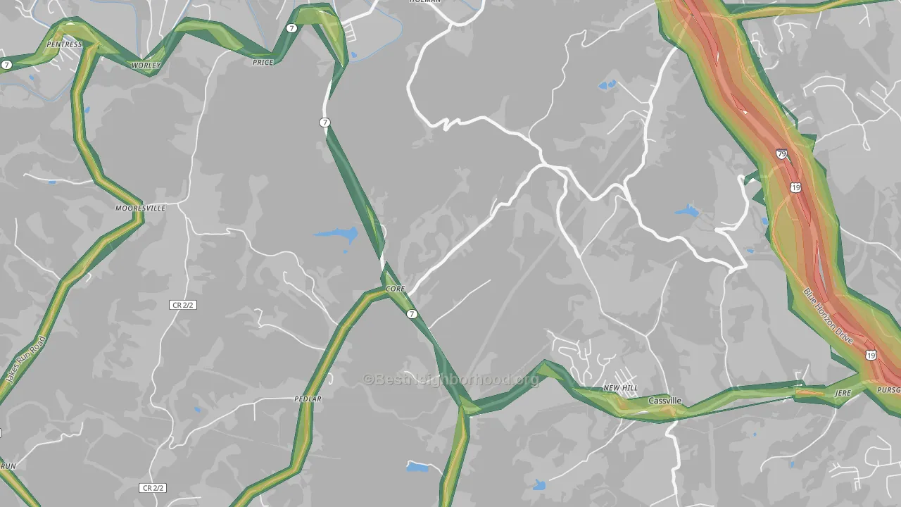 New Hill, WV Map of Noise Levels in New Hill