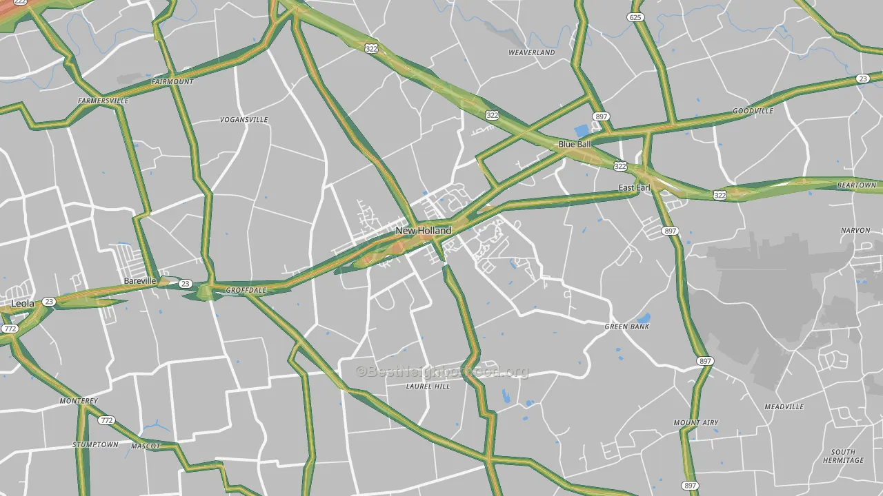New Holland, PA Map of Noise Levels in New Holland
