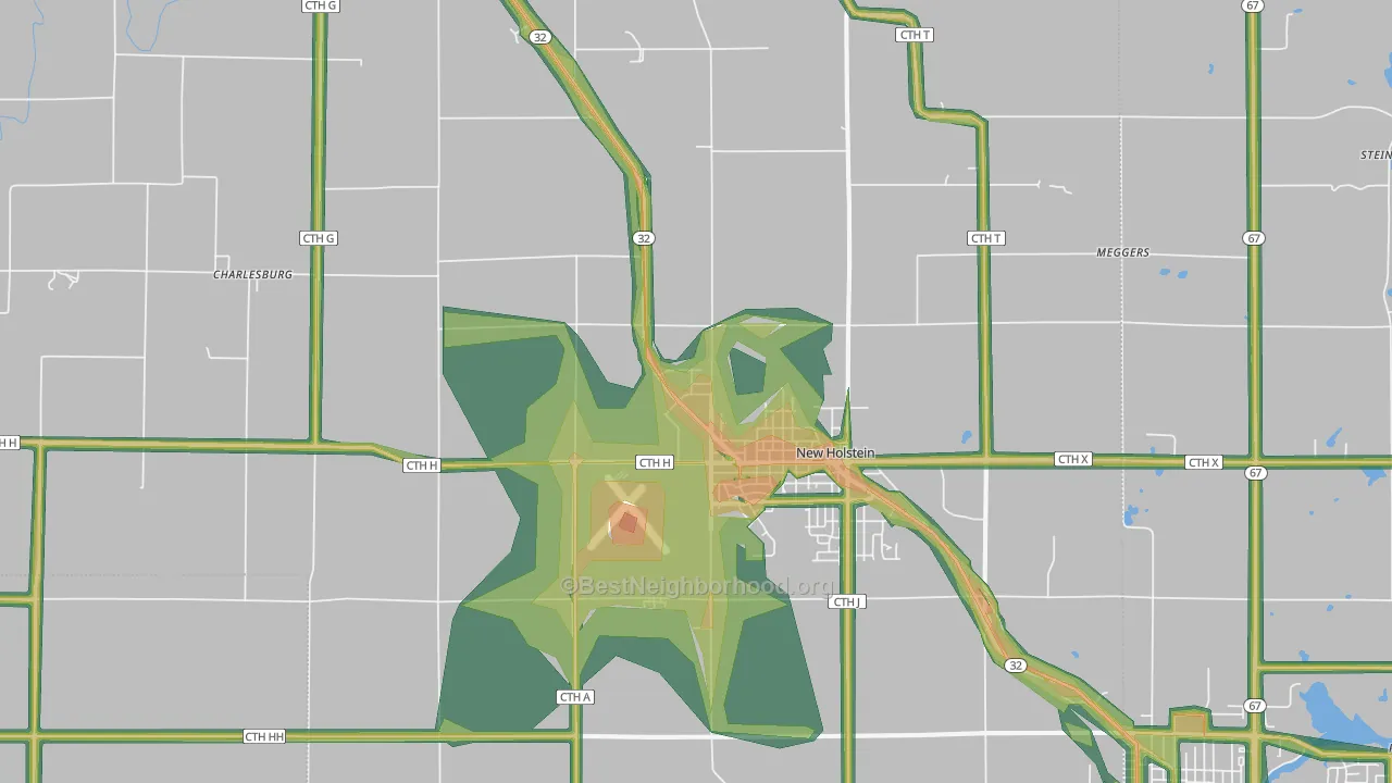 New Holstein, WI Map of Noise Levels in New Holstein