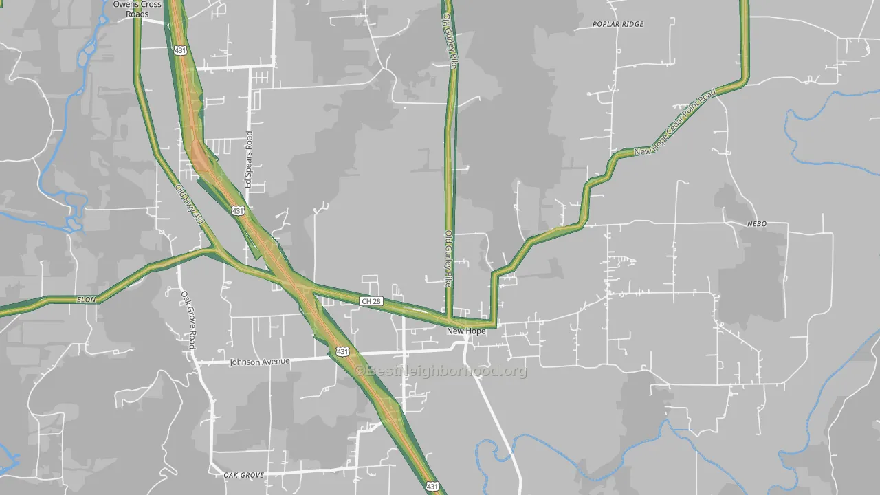 New Hope, AL Map of Noise Levels in New Hope