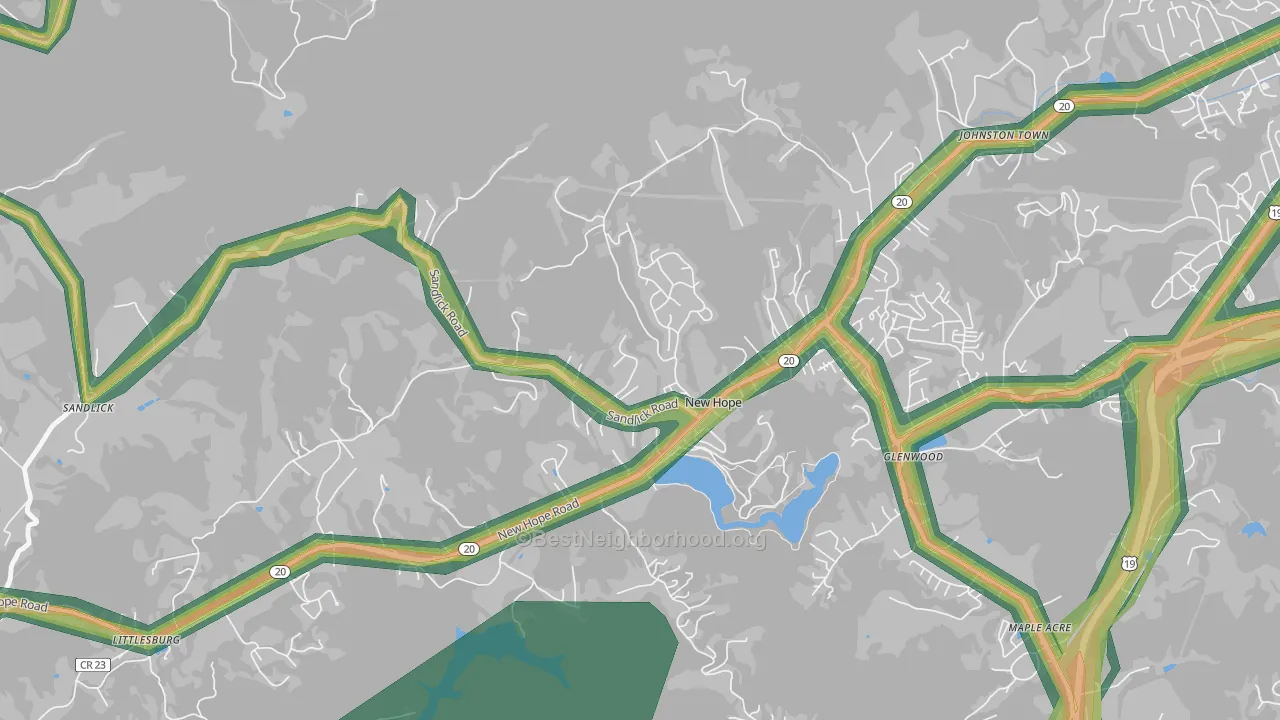 New Hope, WV Map of Noise Levels in New Hope