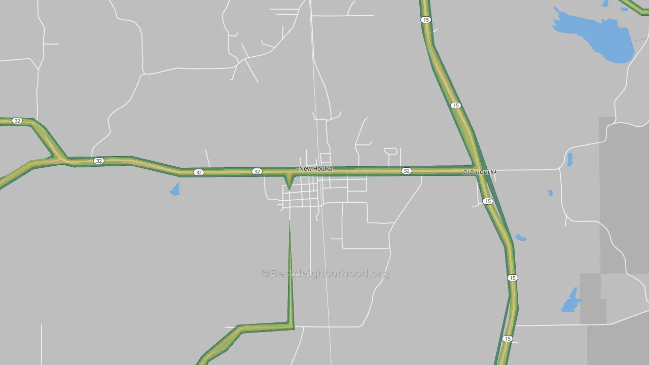New Houlka, MS Map of Noise Levels in New Houlka