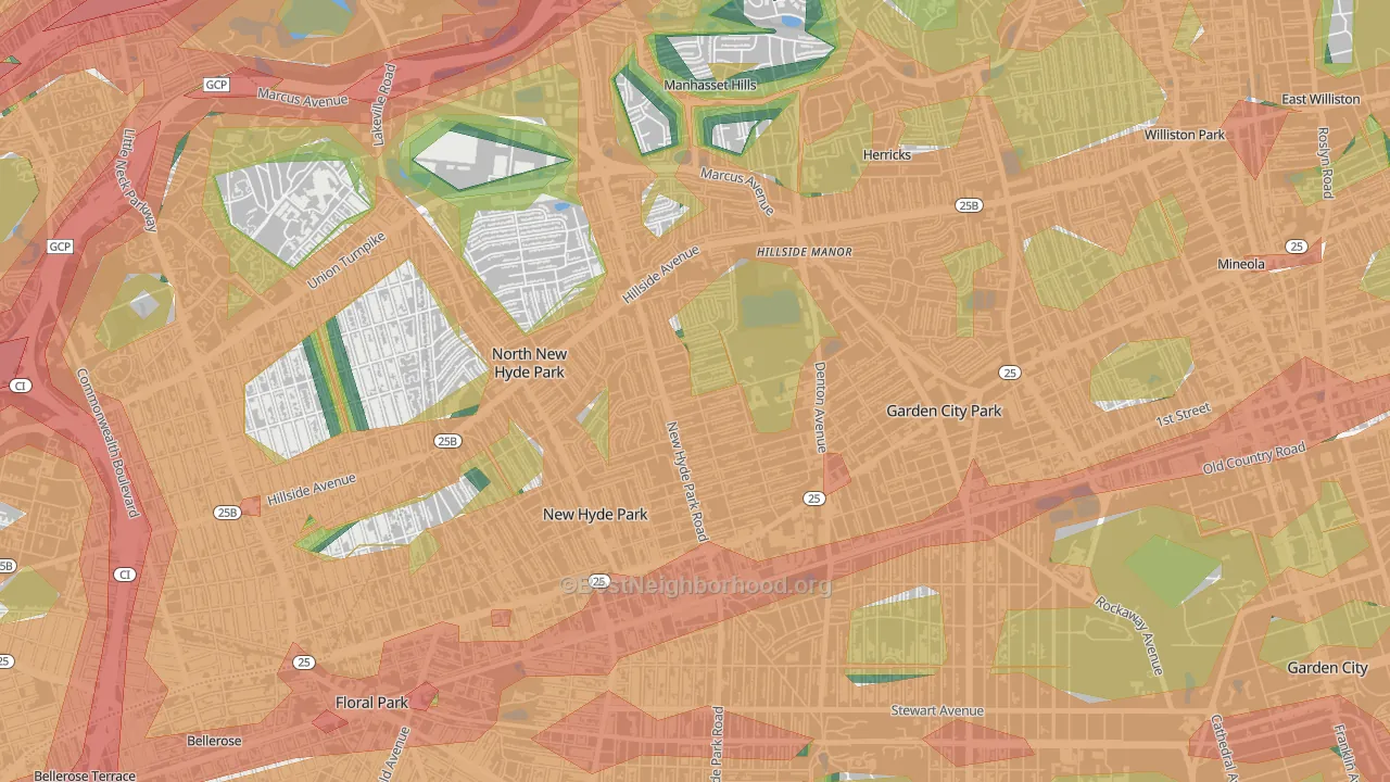 New Hyde Park, NY Map of Noise Levels in New Hyde Park