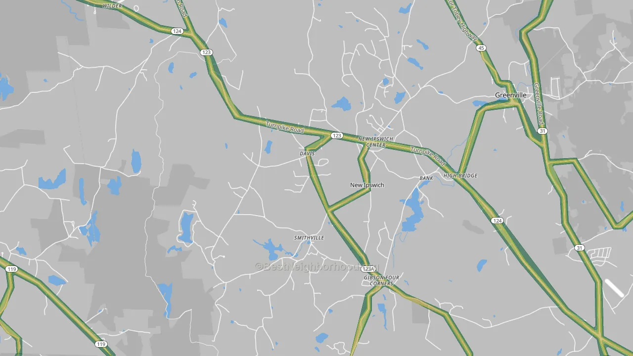 New Ipswich, NH Map of Noise Levels in New Ipswich