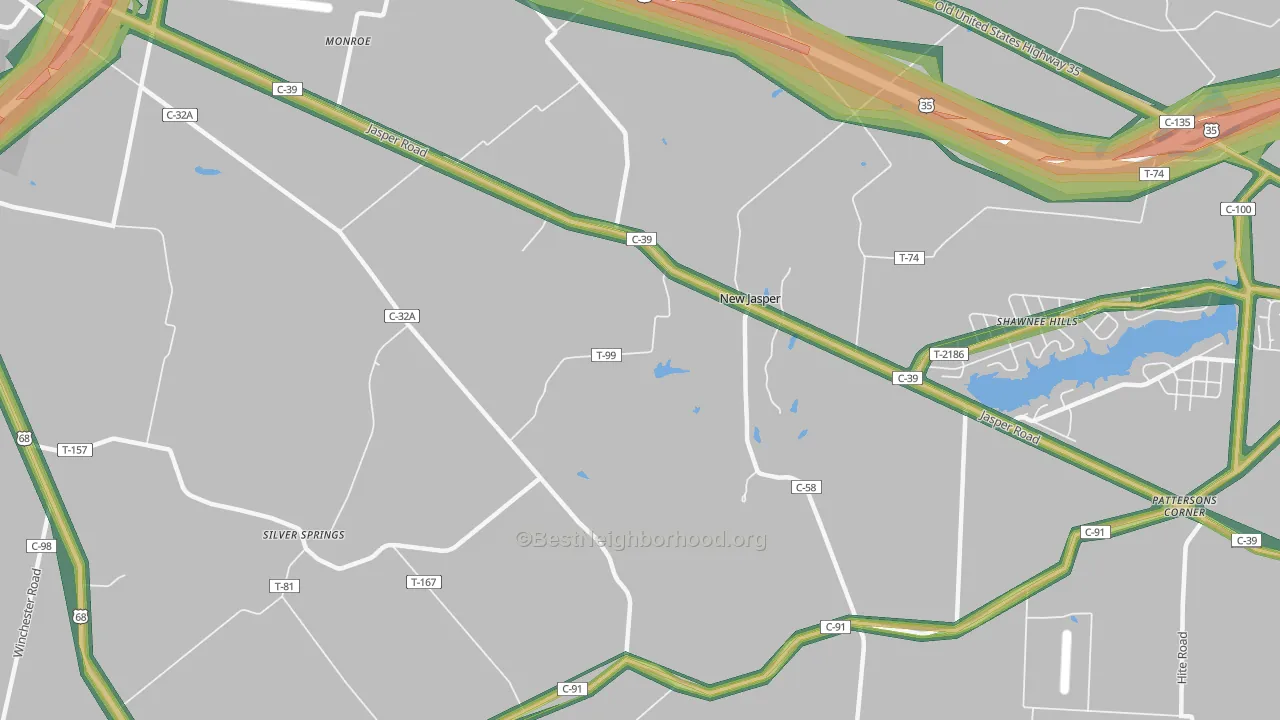 New Jasper, OH Map of Noise Levels in New Jasper