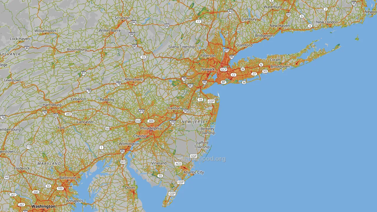 New Jersey Map of Noise Levels in New Jersey
