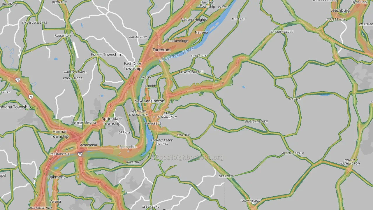 New Kensington, PA Map of Noise Levels in New Kensington
