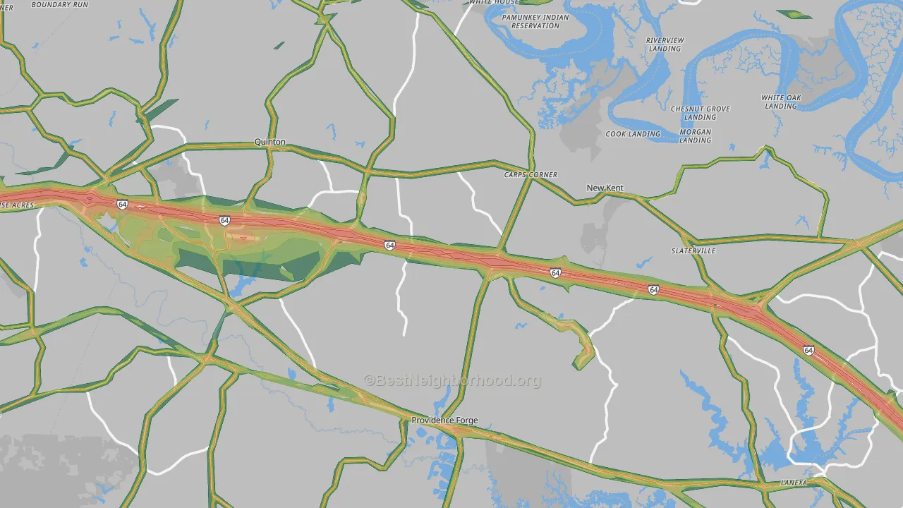New Kent County, VA Map of Noise Levels in New Kent County