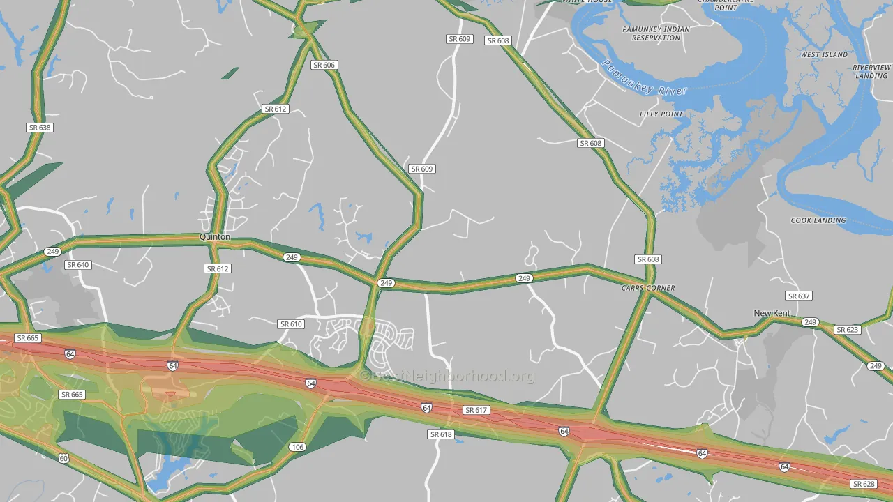 New Kent, VA Map of Noise Levels in New Kent