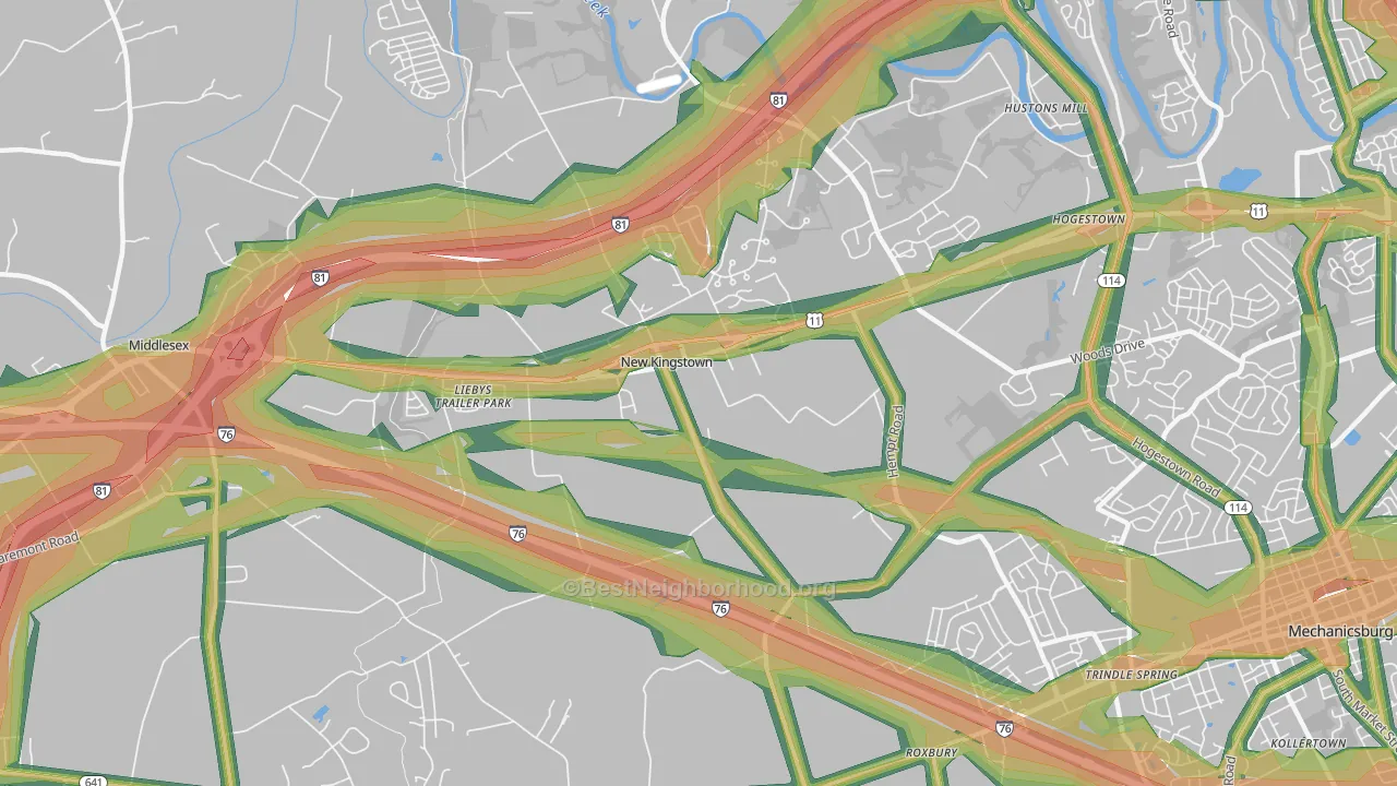 New Kingstown, PA Map of Noise Levels in New Kingstown