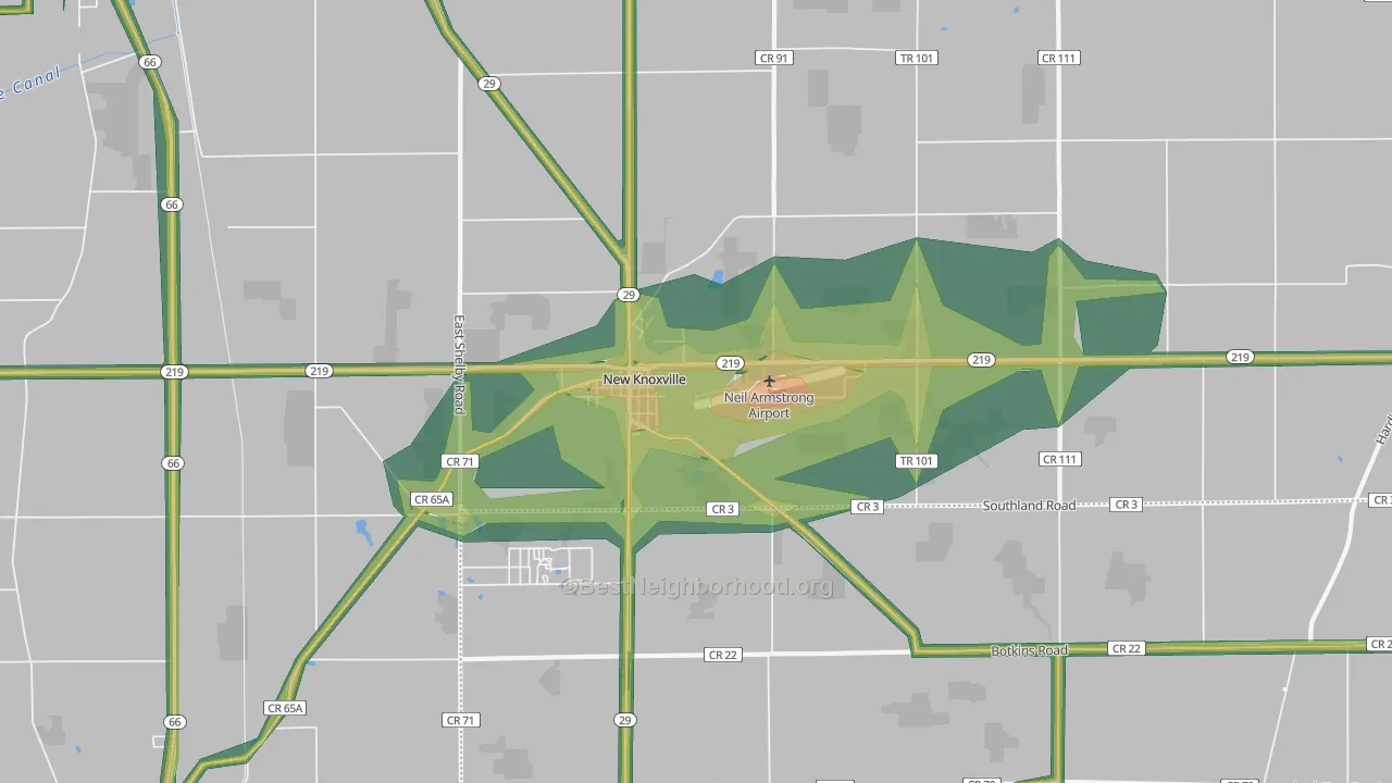 New Knoxville, OH Map of Noise Levels in New Knoxville