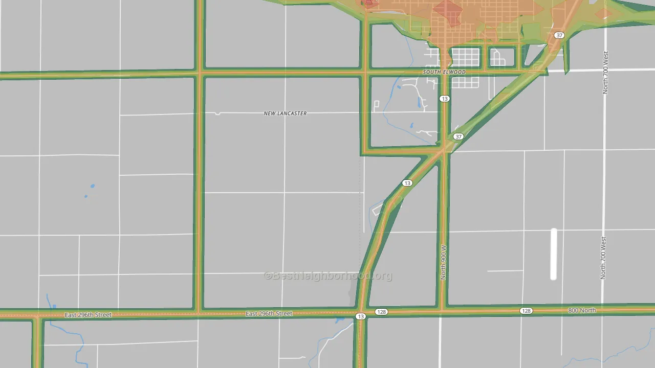 New Lancaster, IN Map of Noise Levels in New Lancaster