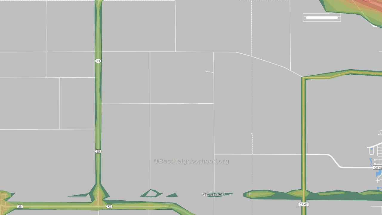 New Lebanon, IL Map of Noise Levels in New Lebanon