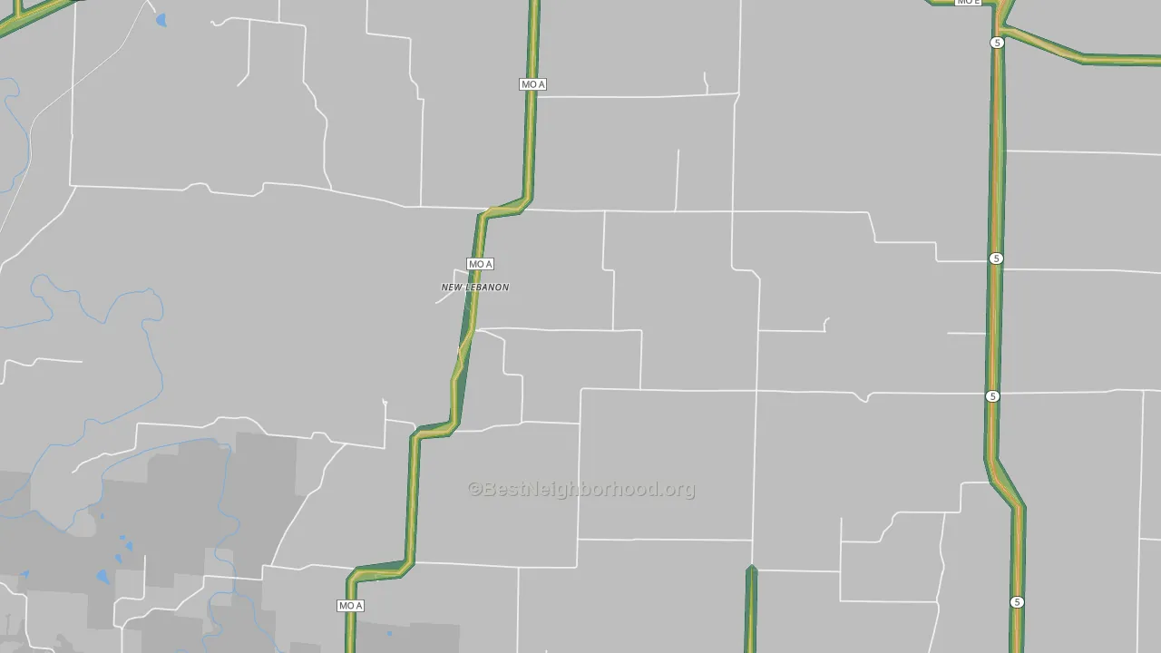 New Lebanon, MO Map of Noise Levels in New Lebanon