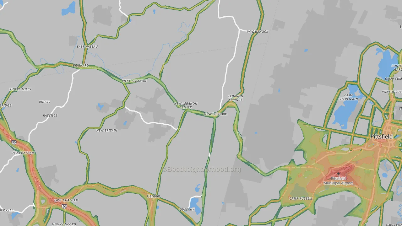 New Lebanon, NY Map of Noise Levels in New Lebanon