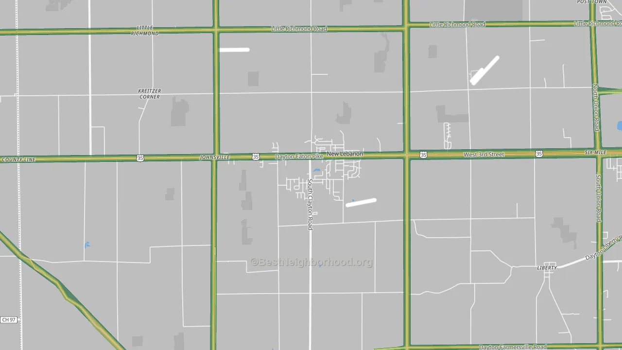 New Lebanon, OH Map of Noise Levels in New Lebanon