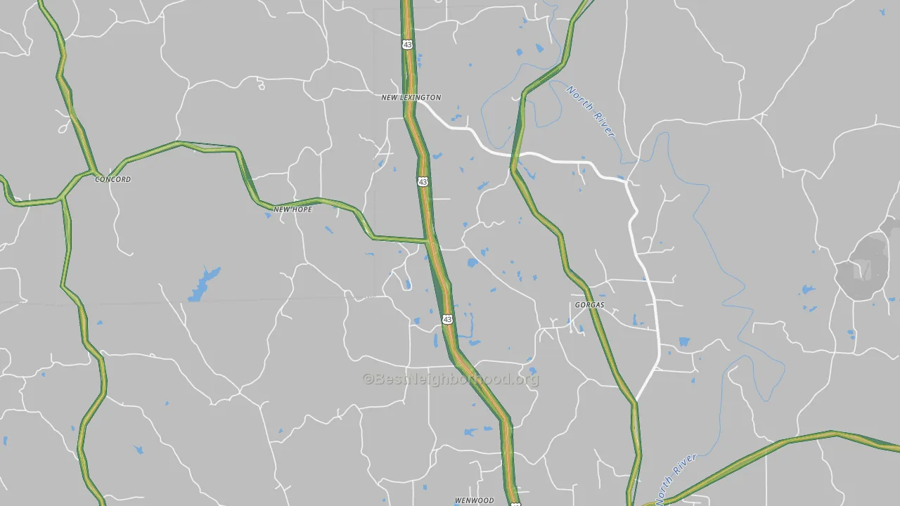 New Lexington, AL Map of Noise Levels in New Lexington