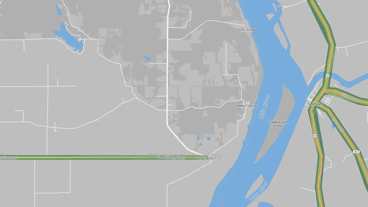 New Liberty, IL Map of Noise Levels in New Liberty