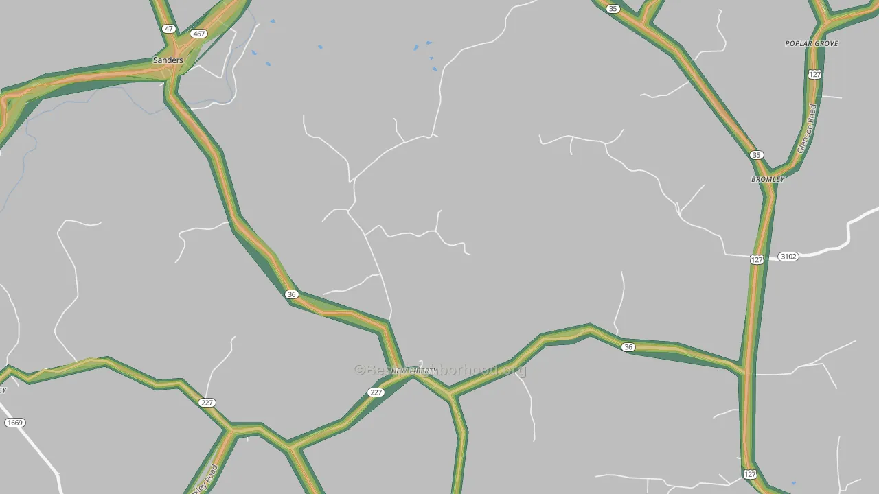New Liberty, KY Map of Noise Levels in New Liberty