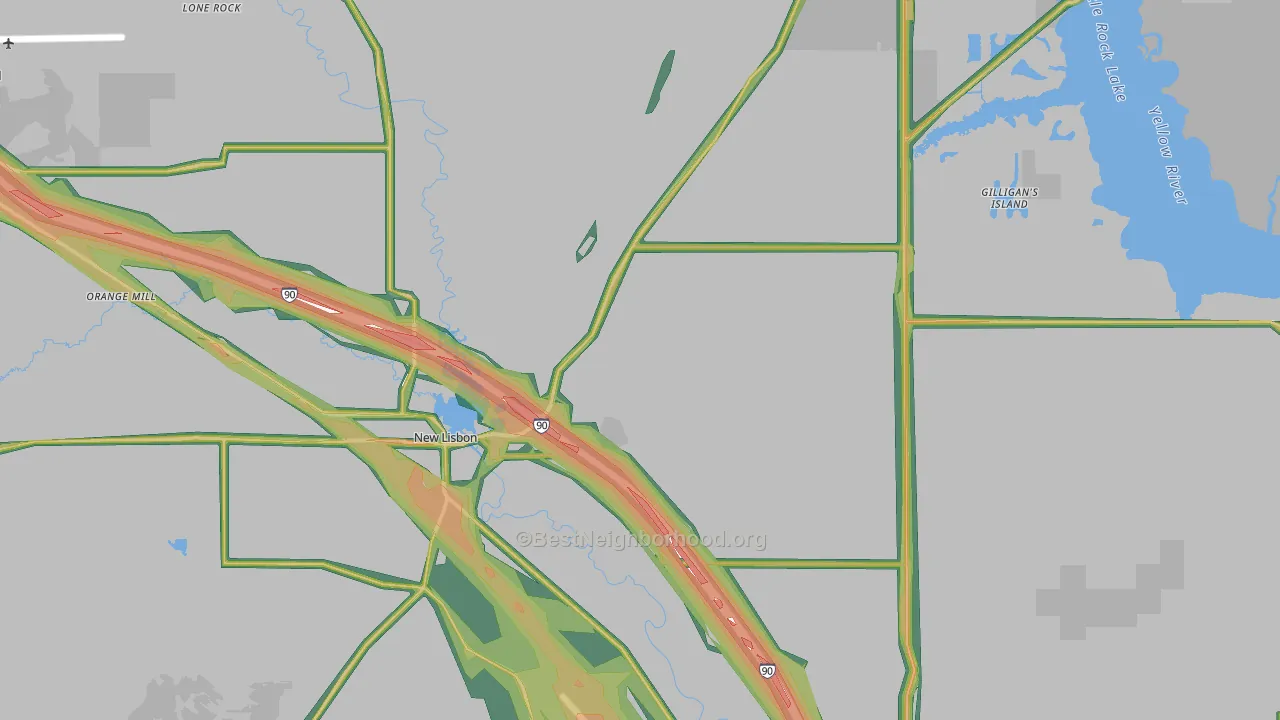 New Lisbon, WI Map of Noise Levels in New Lisbon