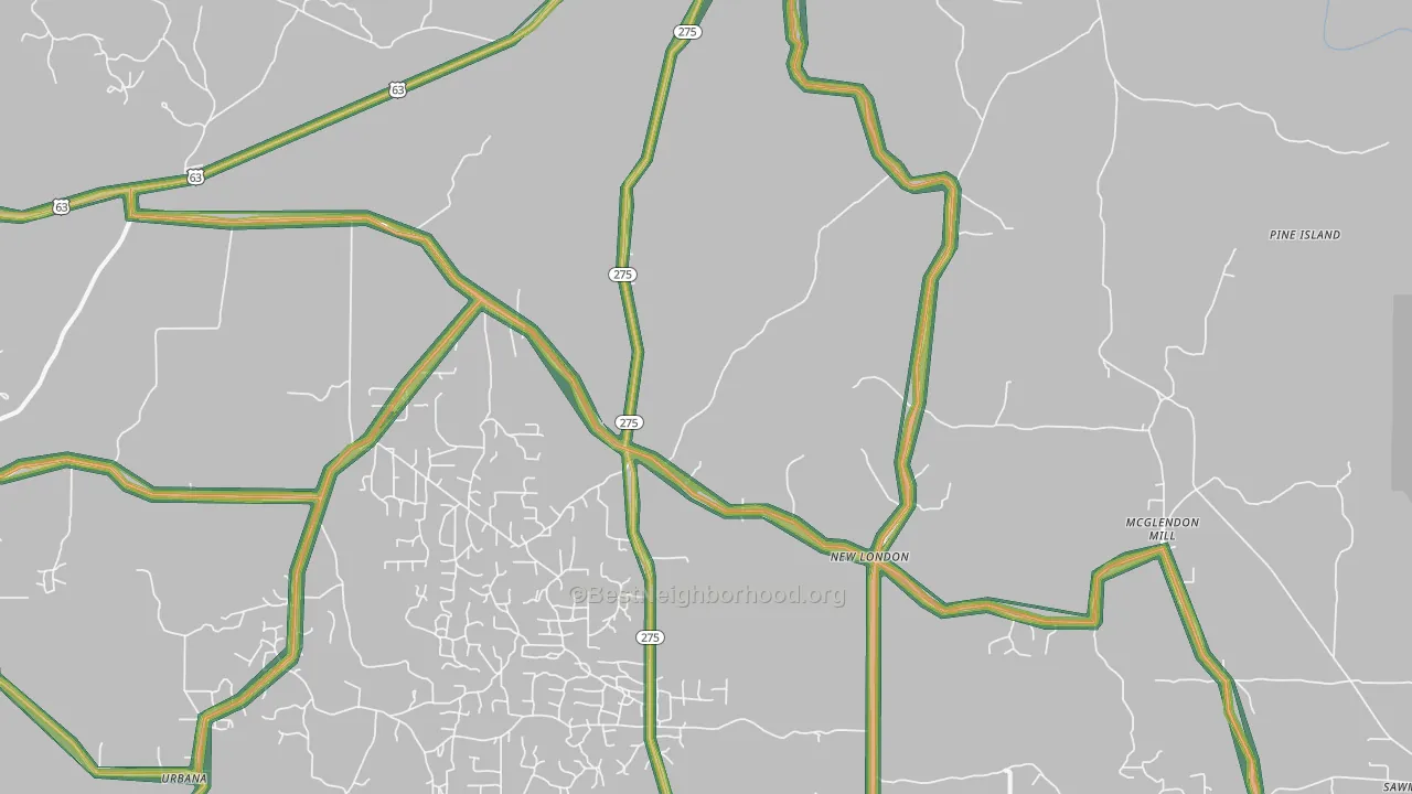 New London, AR Map of Noise Levels in New London