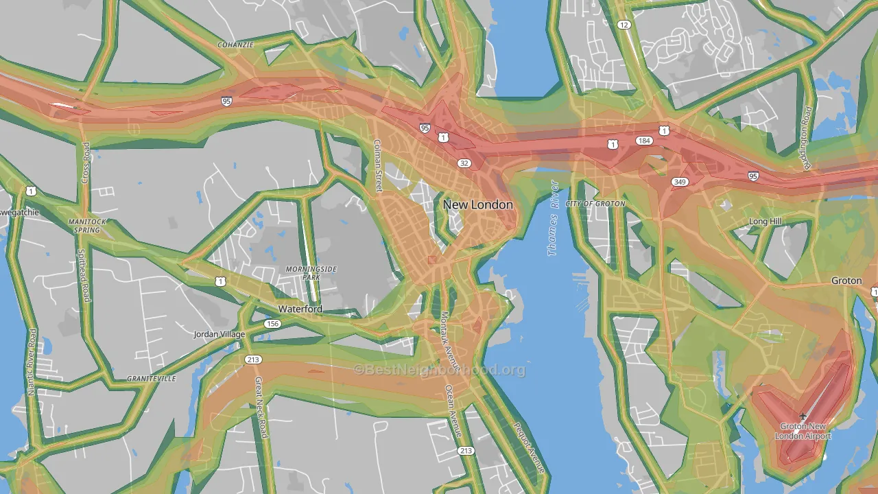 New London, CT Map of Noise Levels in New London