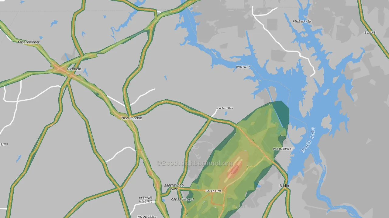 New London, NC Map of Noise Levels in New London
