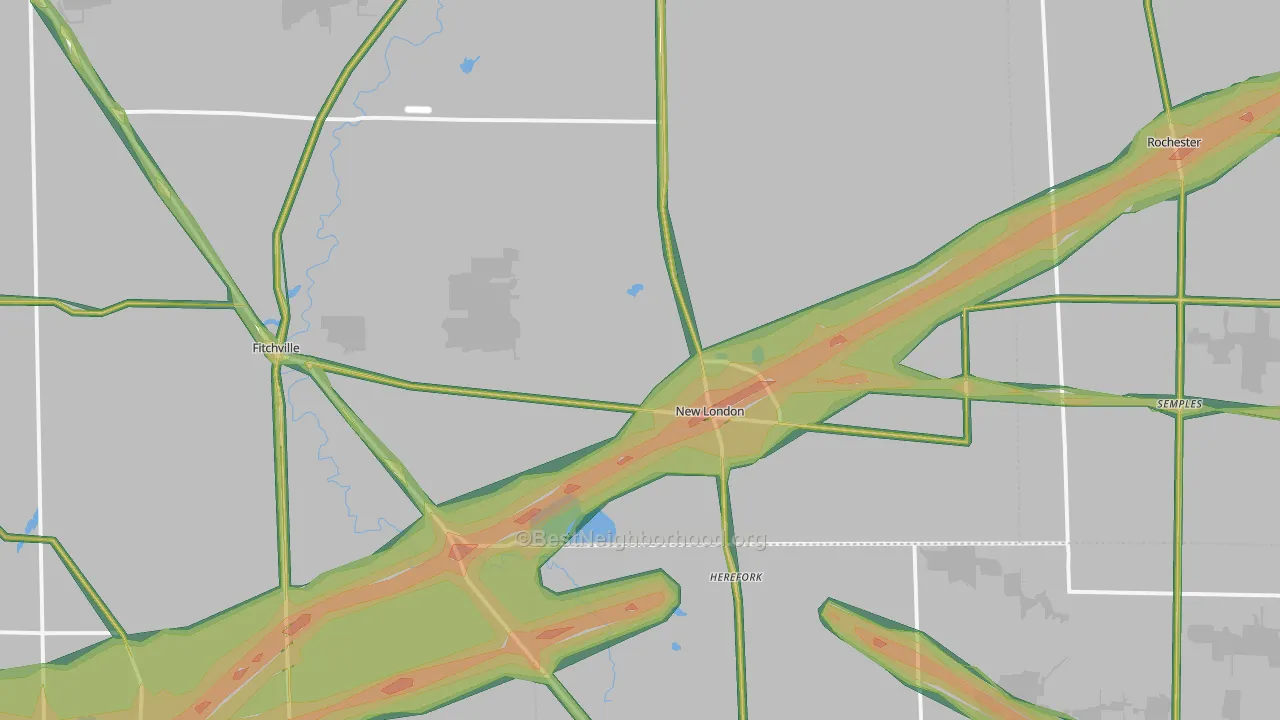 New London, OH Map of Noise Levels in New London