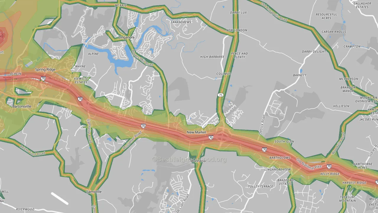 New Market, MD Map of Noise Levels in New Market