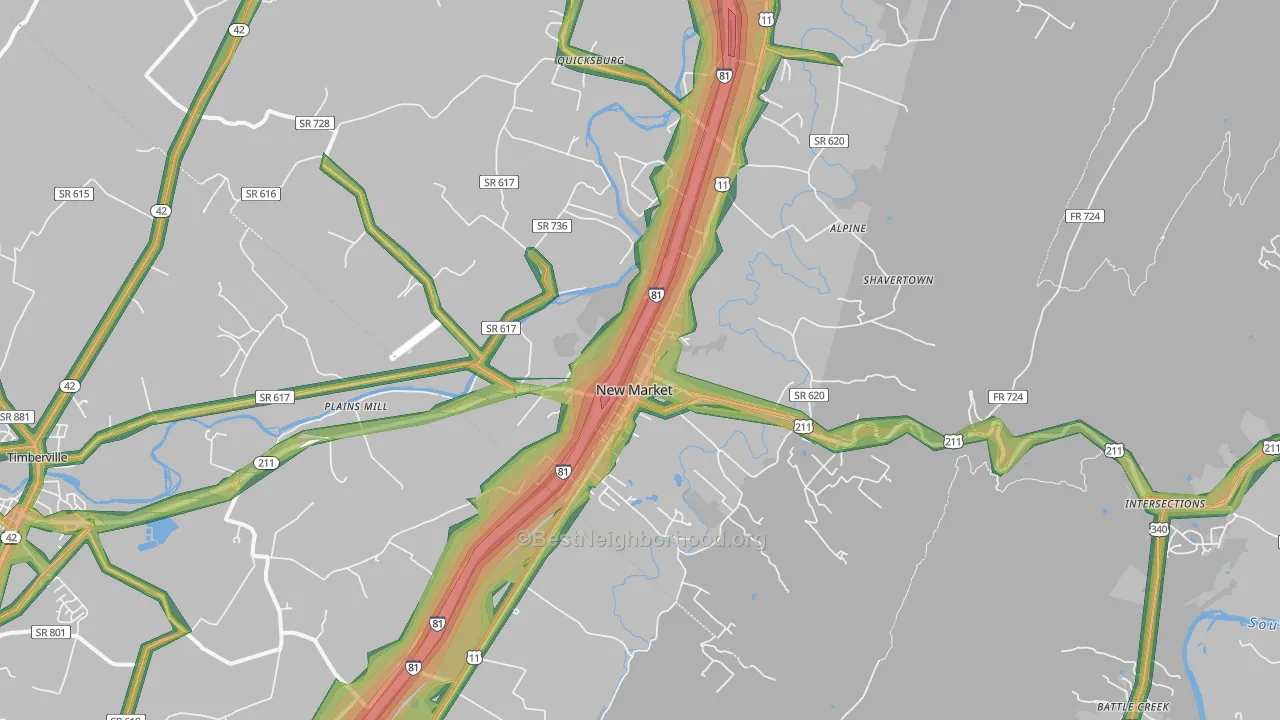 New Market, VA Map of Noise Levels in New Market