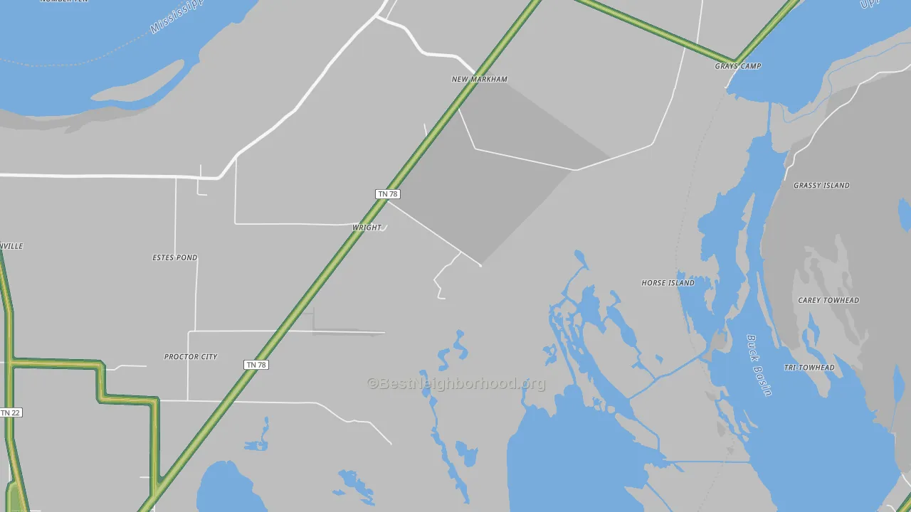 New Markham, TN Map of Noise Levels in New Markham